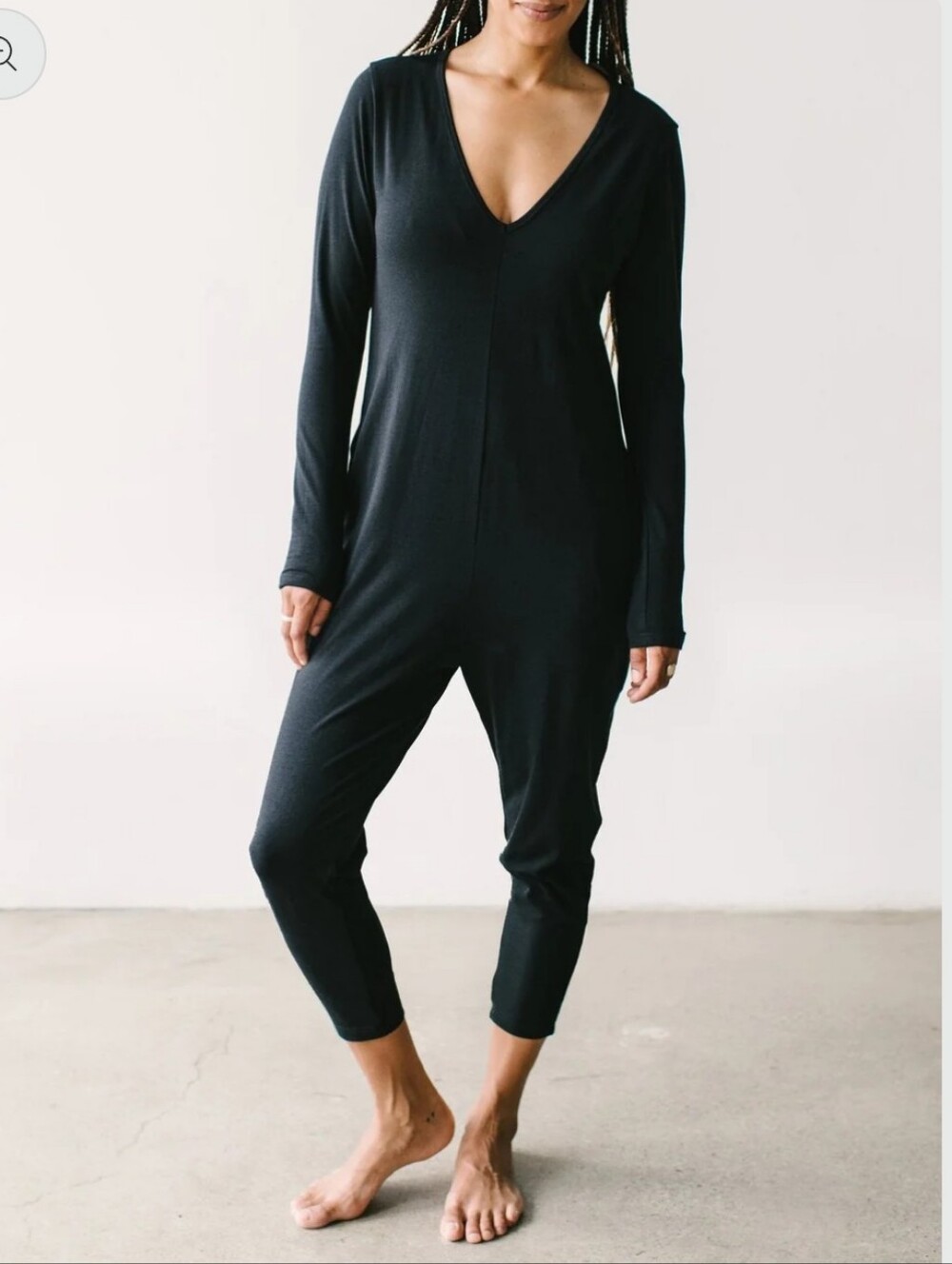 Smash And Tess Friday Romper Long Sleeve V Neck Stretch Jersey Jumpsuit
